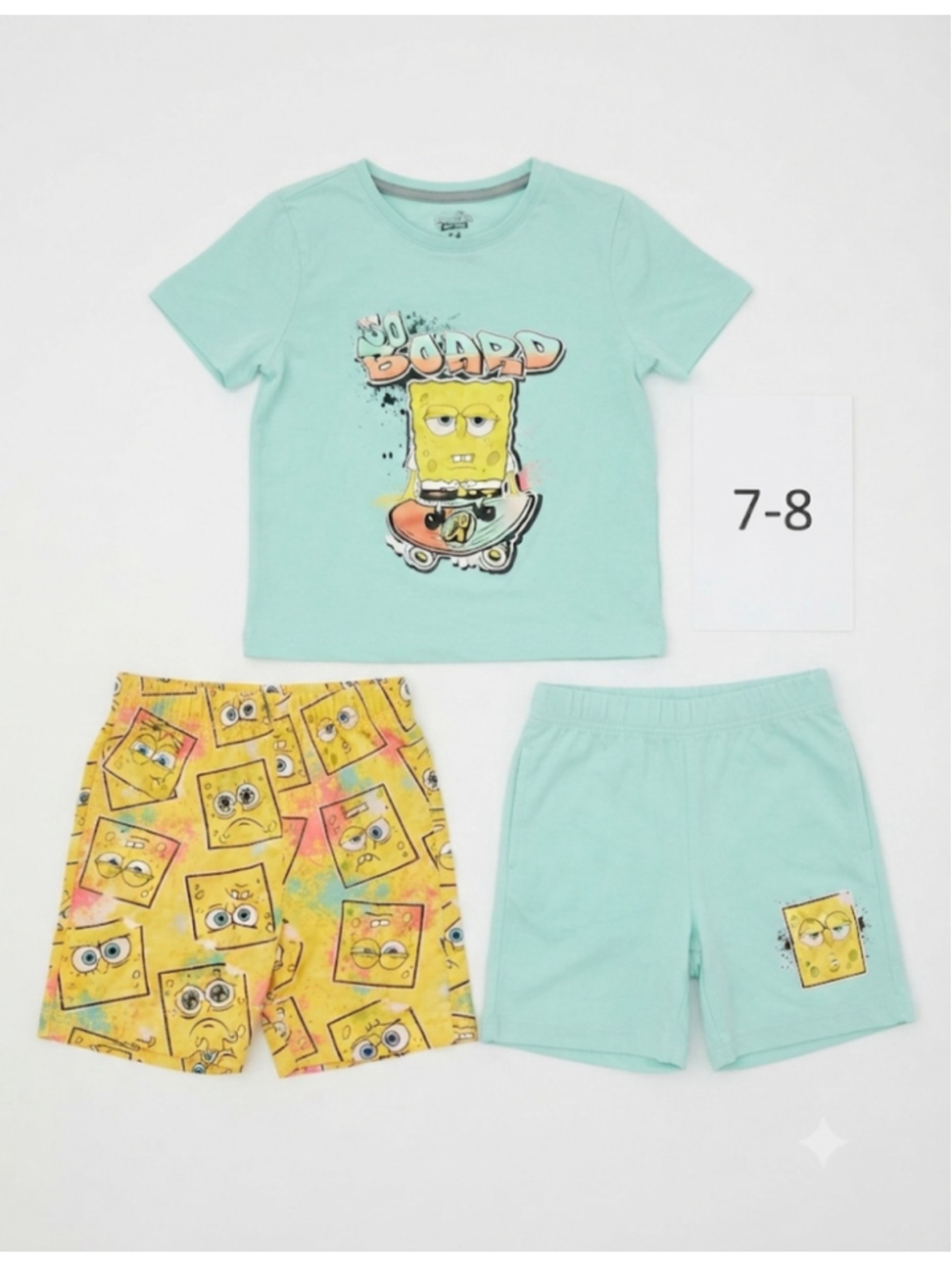 Nickelodeon SpongeBob SquarePants 3-Piece Set Green Yellow Size 7/8